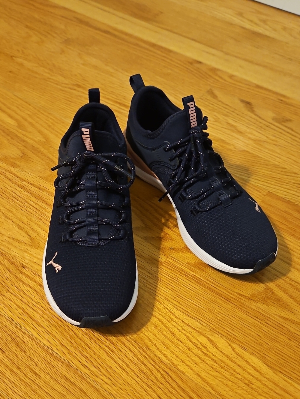 Puma Womans Navy Sneakers with Rose Gold Logos